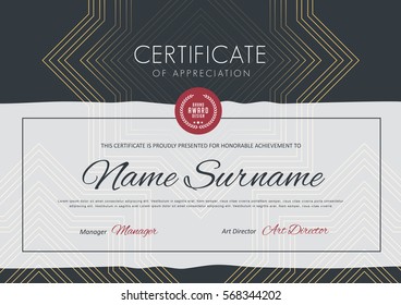 Certificate template with luxury and modern pattern,diploma,Vector illustration template.