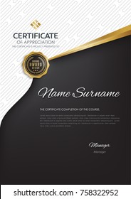 certificate template with luxury and modern pattern,diploma,Vector illustration 