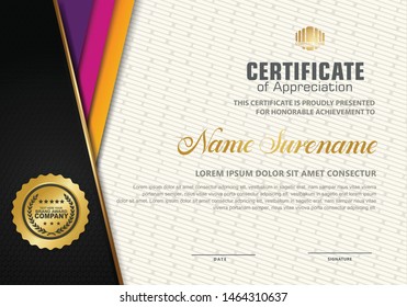 Certificate template with luxury pattern, diploma.Vector illustration.