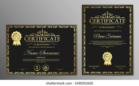 certificate template with luxury pattern,diploma,Vector illustration and vector Luxury premium badges design,Set of retro vintage badges and labels.