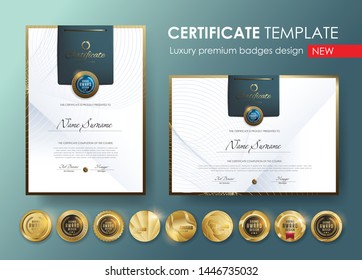 certificate template with  Luxury pattern,diploma,Vector illustration and vector Luxury premium badges design,Set of retro vintage badges and labels.