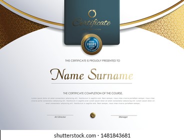 certificate template with luxury pattern,diploma,Vector illustration.