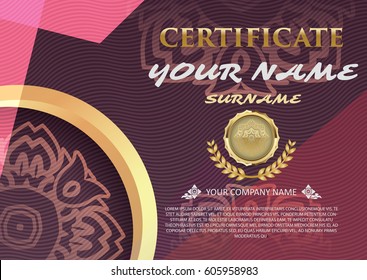 certificate template with luxury pattern,diploma,Vector illustration Thai style
