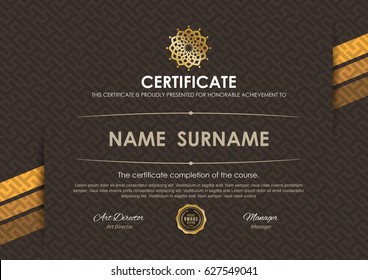 certificate template with luxury pattern,diploma,Vector illustration 