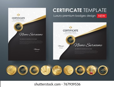 certificate template with luxury pattern,diploma,Vector illustration and vector Luxury premium badges design,Set of retro vintage badges. certificate template with luxury pattern,diploma,Vector illustration and vector Luxury premium badges design,Set of retro vintage badges.