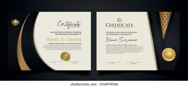 certificate template with Luxury realistic texture pattern,diploma and vector Luxury premium badges design. Vector illustration