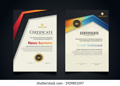 certificate template with Luxury realistic texture pattern and dynamic shapes composition gradient colors,diploma,Vector illustration