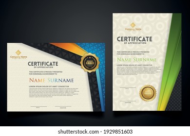 certificate template with Luxury realistic texture pattern and dynamic shapes composition gradient colors,diploma,Vector illustration