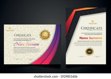 certificate template with Luxury realistic texture pattern and dynamic shapes composition gradient colors,diploma,Vector illustration