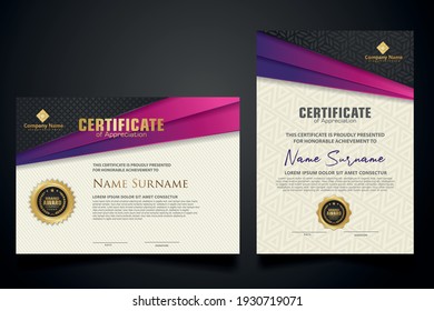 certificate template with Luxury realistic texture pattern and dynamic shapes composition gradient colors,diploma,Vector illustration