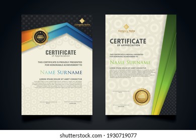 certificate template with Luxury realistic texture pattern and dynamic shapes composition gradient colors,diploma,Vector illustration