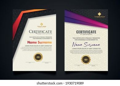 certificate template with Luxury realistic texture pattern and dynamic shapes composition gradient colors,diploma,Vector illustration