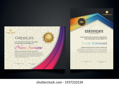 certificate template with Luxury realistic texture pattern and dynamic shapes composition gradient colors,diploma,Vector illustration
