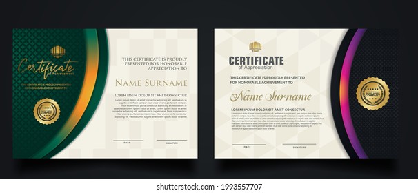 certificate template with Luxury realistic texture pattern and dynamic shapes composition gradient colors,diploma,Vector illustration