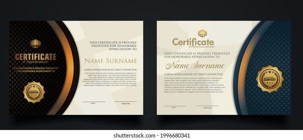 certificate template with Luxury realistic texture pattern and dynamic shapes composition gradient colors,diploma,Vector illustration