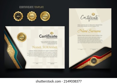 certificate template with Luxury realistic texture pattern,diploma and vector Luxury premium badges design. New Collections