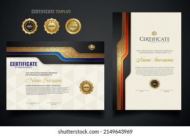 certificate template with Luxury realistic texture pattern,diploma and vector Luxury premium badges design. New Collections