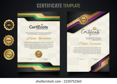 certificate template with Luxury realistic texture pattern,diploma and vector Luxury premium badges design. New Collections 