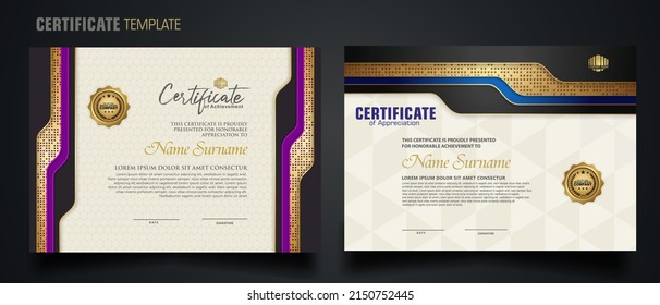 certificate template with Luxury realistic texture pattern,diploma and vector Luxury premium badges design. New Collections