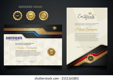 certificate template with Luxury realistic texture pattern,diploma and vector Luxury premium badges design. New Collections