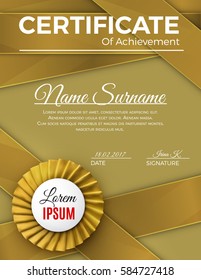Certificate template with luxury rosette bow and ribbons.