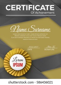 Certificate template with luxury rosette bow and ribbons.