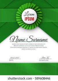 Certificate template with luxury rosette bow and ribbons.