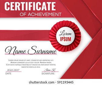 certificate template luxury rosette bow ribbons stock vector