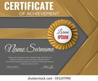 Certificate template with luxury rosette bow and ribbons.