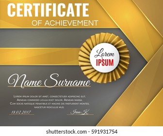 Certificate template with luxury rosette bow and ribbons.