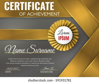 Certificate template with luxury rosette bow and ribbons.