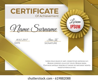 Certificate template with luxury rosette bow and ribbons.