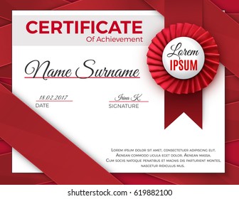 Certificate template with luxury rosette bow and ribbons.