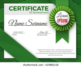 Certificate template with luxury rosette bow and ribbons.