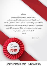 Certificate template with luxury satin ribbon rosette bow.
