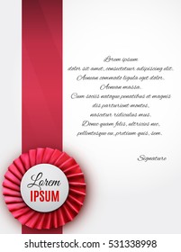 Certificate template with luxury satin ribbon rosette bow.