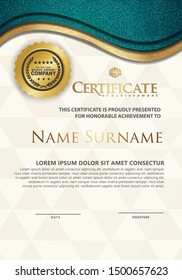 Certificate template with luxury and wave elegant glitters texture and modern pattern background, diploma, Vector illustration