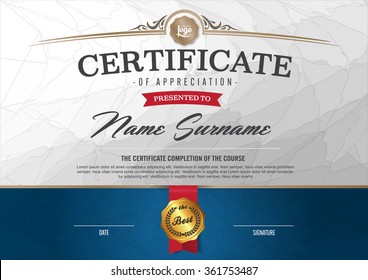 certificate template with marble texture background ,Vector illustration 