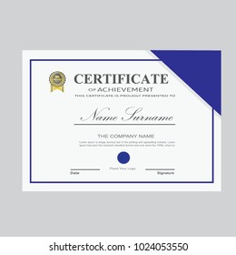 Certificate Template Modern A4 Horizontal Landscape, Design Award Elegant vector - Background Business Graduation Achievement success