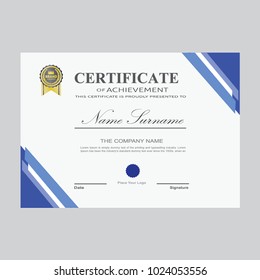 Certificate Template Modern A4 Horizontal Landscape, Design Award Elegant vector - Background Business Graduation Achievement success