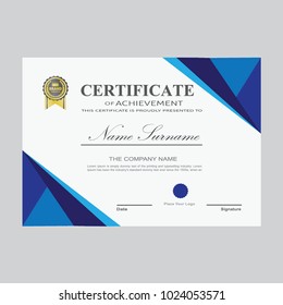 Certificate Template Modern A4 Horizontal Landscape, Design Award Elegant vector - Background Business Graduation Achievement success