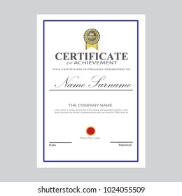 Certificate Template Modern A4 Horizontal Landscape , Design Award Elegant vector - Background Business Graduation Achievement success