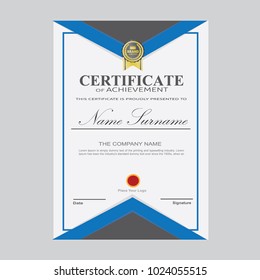 Certificate Template Modern A4 Horizontal Landscape , Design Award Elegant vector - Background Business Graduation Achievement success