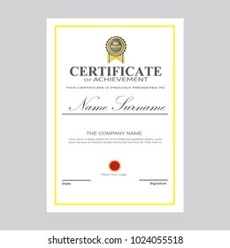 Certificate Template Modern A4 Horizontal Landscape , Design Award Elegant vector - Background Business Graduation Achievement success