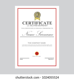 Certificate Template Modern A4 Horizontal Landscape , Design Award Elegant vector - Background Business Graduation Achievement success