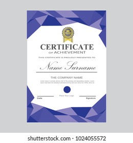 Certificate Template Modern A4 Horizontal Landscape , Design Award Elegant vector - Background Business Graduation Achievement success
