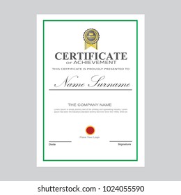 Certificate Template Modern A4 Horizontal Landscape , Design Award Elegant vector - Background Business Graduation Achievement success