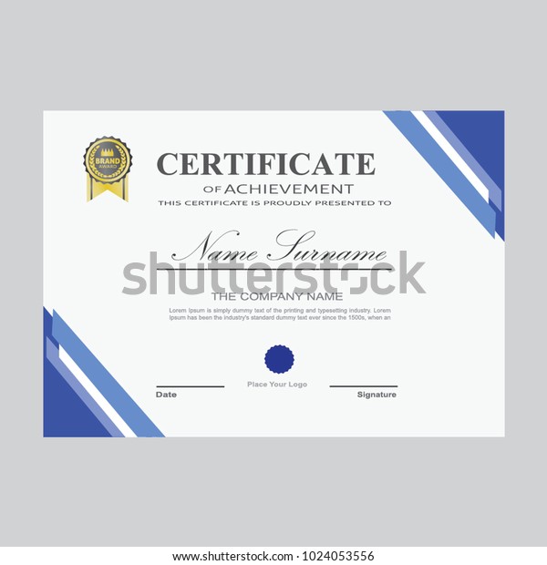 Certificate Template Modern A4 Horizontal Landscape Stock Vector