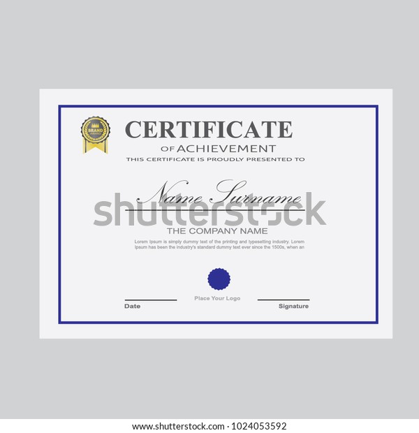 Certificate Template Modern A4 Horizontal Landscape Stock Vector Royalty Free 1024053592