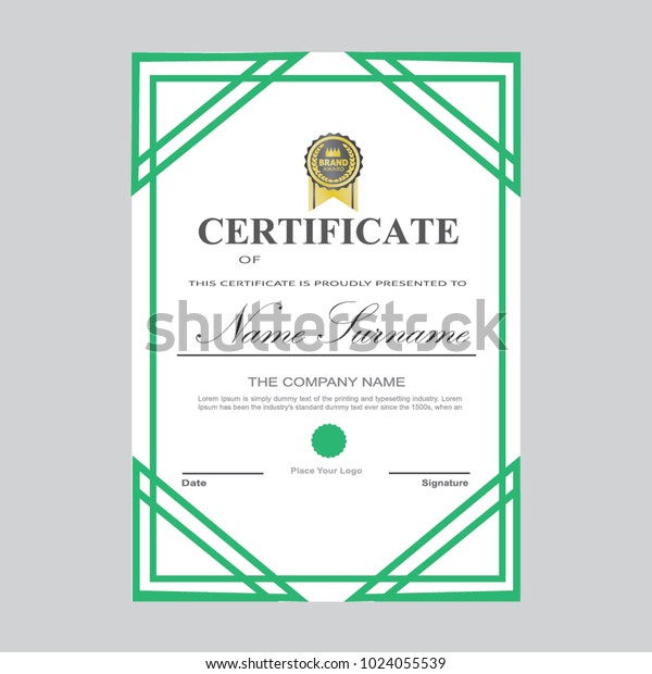 Certificate Template Modern A4 Horizontal Landscape Stock Vector